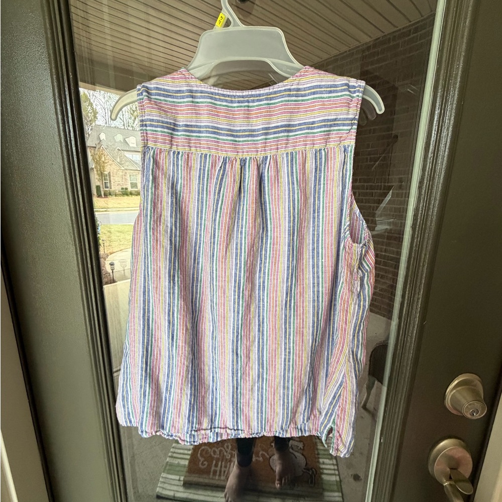 Talbots Pastel Multi-Striped Sleeveless V-Neck Tank, Lp - Picture 8 of 12